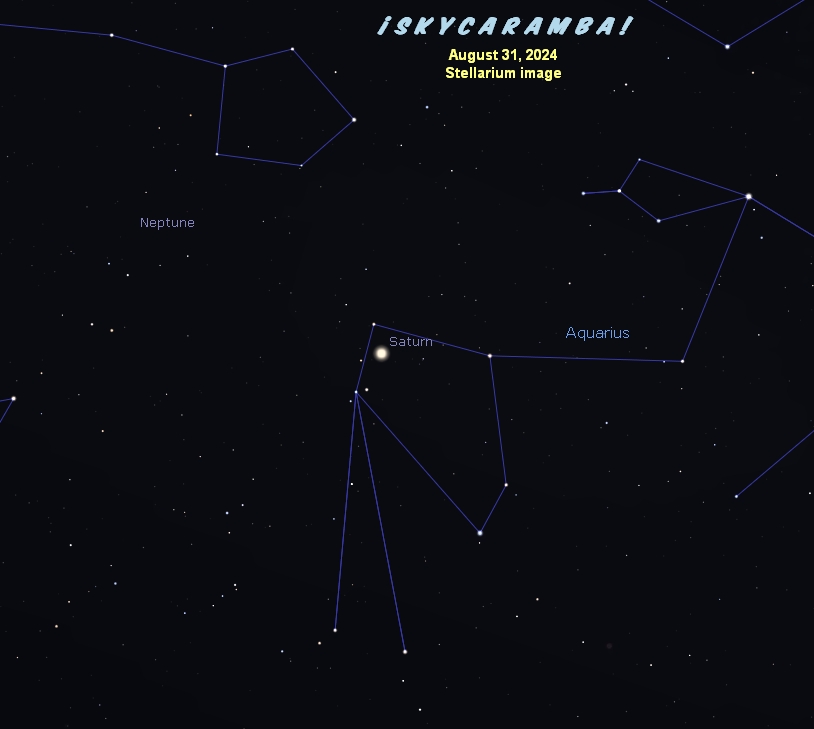 Saturn inside Aquarius and Neptune nearby on August 31, 2024