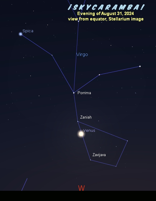 Venus approaching Zaniah evening of August 31, 2024